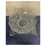 Vtg Crystal Clear Japan Shamrock Thistle Bowl 8.5'