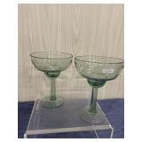 Large Green Glass Margerita Glasses