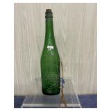 Large Green Etched Glass Bottle