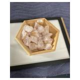 Rose Quartz Lot w/wooden bowl