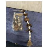 Wooden Moon Phase Wall Hanging Beaded with Tassel