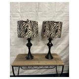 Pair of Table Lamps with zebra print shades