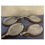 Wilton Pewter Grillware platter w/wood base lot
