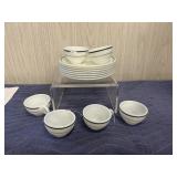 Pyrex Green Strip Dinnerware Lot