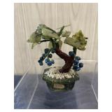 Vintage JADE TREE Stone Flowers and Leaves
