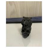 black obsidian skull with wolf - crystal skull