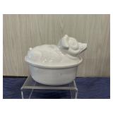 California pottery Pig Tureen-small chip