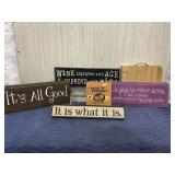 Wall Decor Lot- 1 Metal Sign, the rest are wood