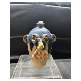 Flawed 10" Signed Kit Vanderwal Ugly Face Jug