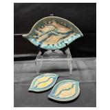 Lantern Hill Seagrove Pottery Leaf Shaped Platters
