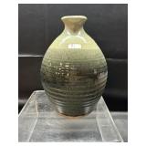 9" Lantern Hill Seagrove Pottery Choco Mint Vase