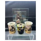 Box Lot-Crystal Frame,Mugs,Wood Bird More