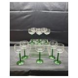 Luminarc Green Stem Glass Lot