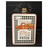 Metal Enamelware Fall Sign with Stand/Can Be hung
