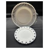 Vintage Milk Glass Reticulated Lace Plates