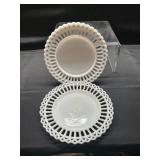 Canton Gothic Reticulated Lace Milk Glass Plates