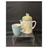 Alco Floral Watering Can Cookie Jar/Mug Lot