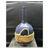 Blue Drip Glaze with Rope Design Vase