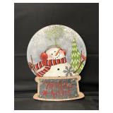 Wooden Snowglobe Snowman Sign