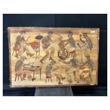 Tribal Folk Art Wood Panel Picture