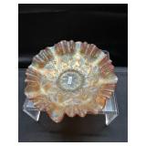 Fenton Holly Berry Iridescent Marigold Bowl