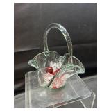 Vintage Green Glass Basket with faux candy