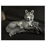 VINTAGE CERAMIC WOLF STATUES 3 PIECES