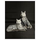 VINTAGE CERAMIC WOLF STATUES 2 PIECES