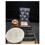 BOX LOT-NEW FLAG/VINTAGE SEWING NOTIONS AND MORE