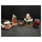 CHRISTMAS DECOR LOT-MUSIC BOX/COOKIE JAR MORE