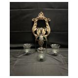 RUSTIC DISTRESSED WOOD CARVED WALL SCONCE