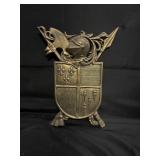 CAST ALUMINUM COAT OF ARMS BRASS COLORED
