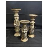 KIRKLAND HOLIDAY FIGURAL CANDLE HOLDER SET
