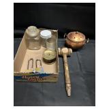 PRIMITIVE BOX LOT-GAVEL/COPPER AND MORE