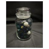 JAR FULL OF VINTAGE SHOOTER MARBLES