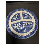 BLUE WILLOW DIVIDED GRILL PLATE