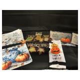 4 NEW GARDEN FLAGS/PLAQUE/KITCHEN TOWEL