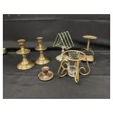 VINTAGE BRASS LOT-CANDLE HOLDERS AND MORE