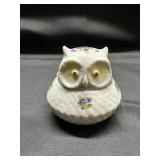 LEFTON CHINA HANDPAINTED OWL TRINKET BOX