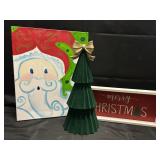 CHRISTMAS DECOR LOT-PICTURE/PLAQUE/TREE