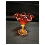 FENTON AMBERINA GLASS COMPOTE