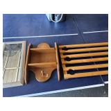 WINE GLASS RACK/MIRROR/WALL SHELF LOT-NO SHIPPING