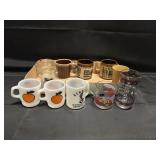 BOX LOT MUGS-FEDERAL GLASS/STONEWARE/MORE