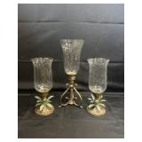 BRASS AND GLASS CANDLE HOLDER LOT