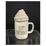 New Rae Dunn Happy Birthday Mug w/Topper