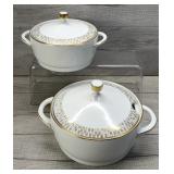 VINTAGE PORCELAIN COVERED CASSEROLE DISH & TOUREEN