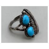 SILVER TONE RING W STONES UNMARKED