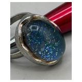 SILVER GEMSTONE RING UNMARKED