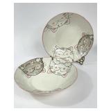 2 CERAMIC JAPANESE RAMEN NOODLE BOWLS CATS