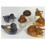 FOX DUCK MUSHROOM SALT & PEPPER SHAKERS